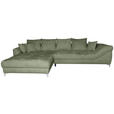ECKSOFA in Chenille Dunkelgrün  227/329 cm  - Chromfarben/Dunkelgrün, KONVENTIONELL, Textil/Metall (227/329cm) - Carryhome
