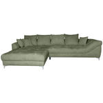 ECKSOFA Dunkelgrün Chenille  - Chromfarben/Dunkelgrün, KONVENTIONELL, Textil/Metall (227/329cm) - Carryhome
