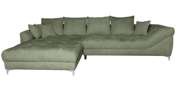 ECKSOFA in Chenille Dunkelgrün 227/329 cm - Chromfarben/Dunkelgrün, KONVENTIONELL, Textil/Metall (227/329cm) - Carryhome