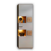 VITRINE in Eichefarben, Grau  - Chromfarben/Eichefarben, Design, Glas/Holzwerkstoff (65/205/37cm) - Livetastic
