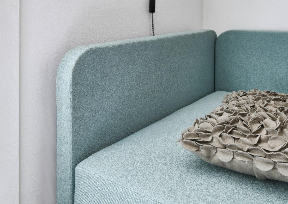 LIEGE Flachgewebe Hellblau  - Eichefarben/Hellblau, Design, Holz/Textil (120/200cm) - home24
