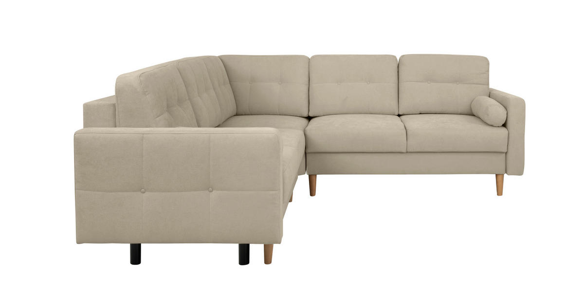 ECKSOFA in Taupe  - Taupe/Buchefarben, Design, Holz/Textil (242/242cm) - MID.YOU