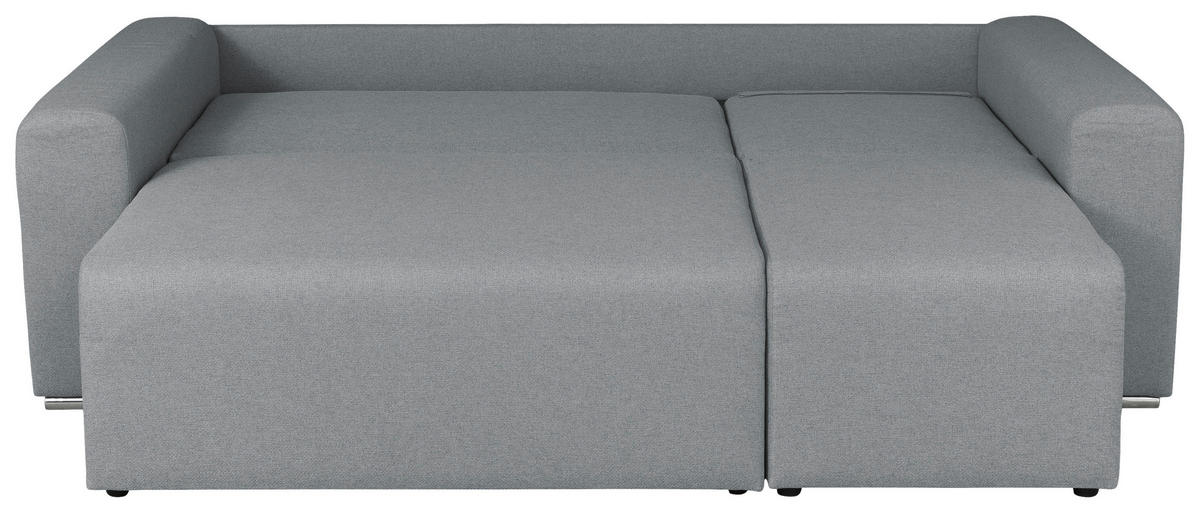 ECKSOFA in Struktur Grau  240/153 cm  - Chromfarben/Schwarz, Basics, Kunststoff/Textil (240/153cm) - P & B