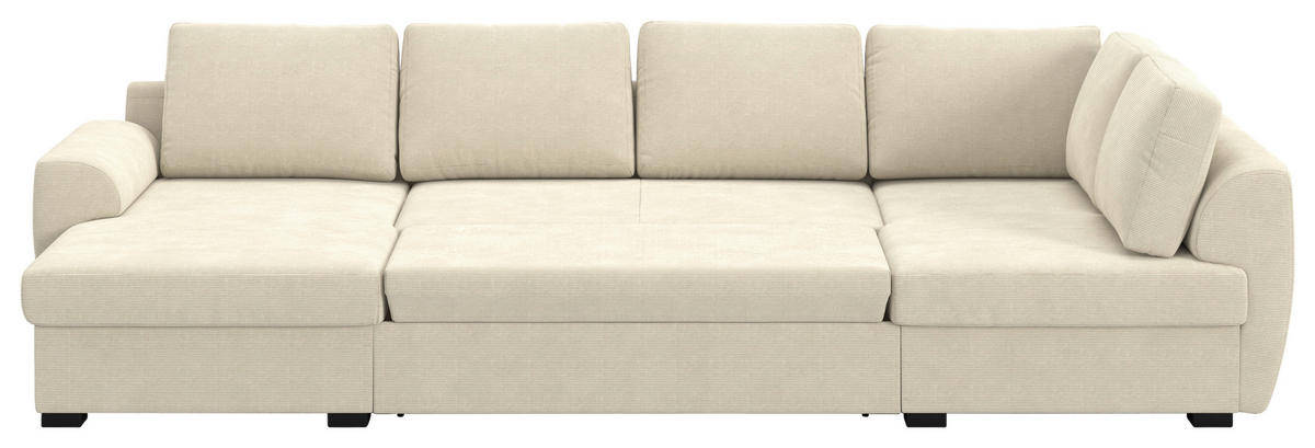 SJEDEĆA GARNITURA tekstil  bež   - bež/crna, Trend, tekstil/plastika (154/327/86cm) - MID.YOU