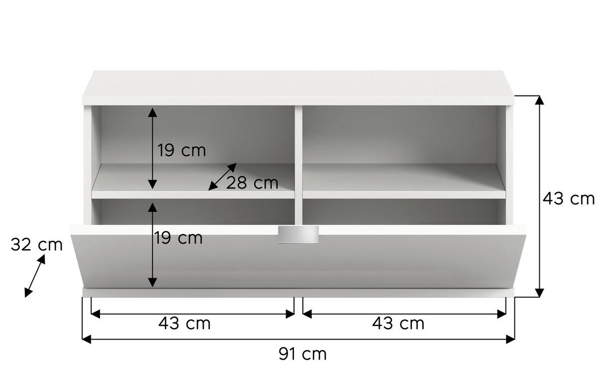 SCHUHBANK 92/42/32 cm  - Chromfarben/Weiß Hochglanz, Design, Holzwerkstoff/Kunststoff (92/42/32cm) - Livetastic