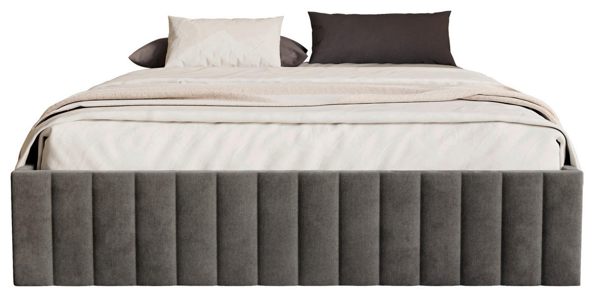 POLSTERBETT Bettkasten, Lattenrost 180/200 cm  in Anthrazit  - Anthrazit/Schwarz, Design, Holz/Textil (180/200cm) - Boxxx