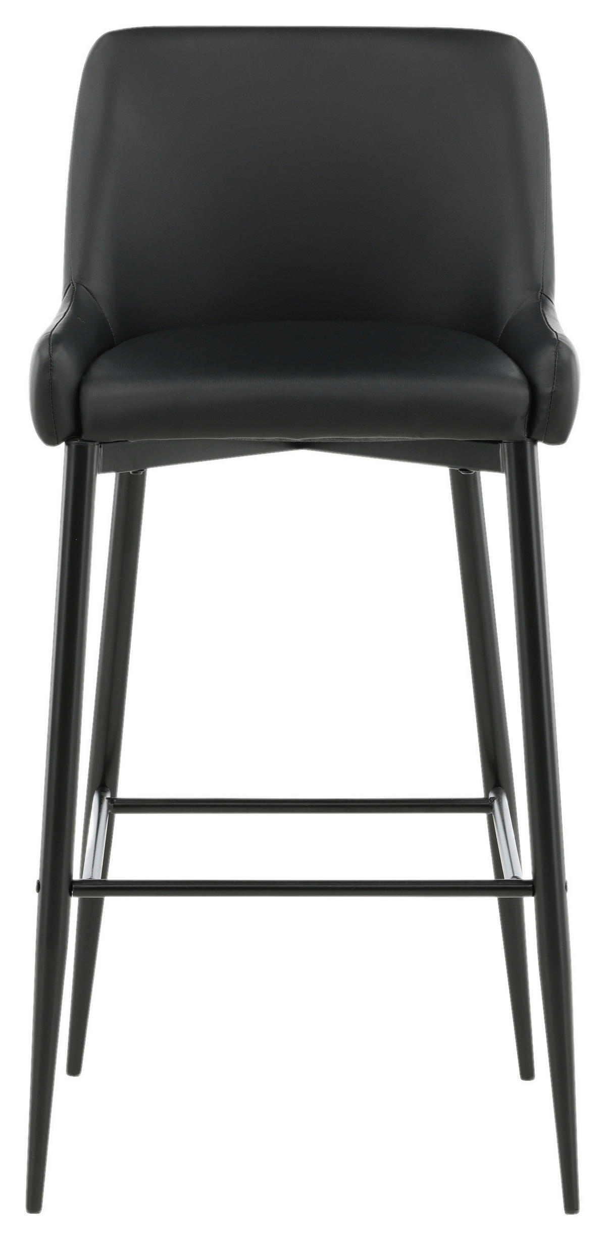 BARHOCKER-SET Lederlook (vegan) Schwarz Stahl abwischbar  - Schwarz, Design, Kunststoff/Textil (48/105/57cm) - Livetastic