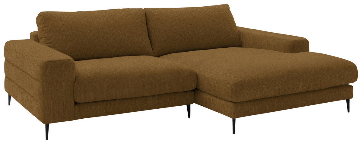 ECKSOFA in Flachgewebe Goldfarben  - Goldfarben/Schwarz, Design, Textil/Metall (253/177cm) - Dieter Knoll