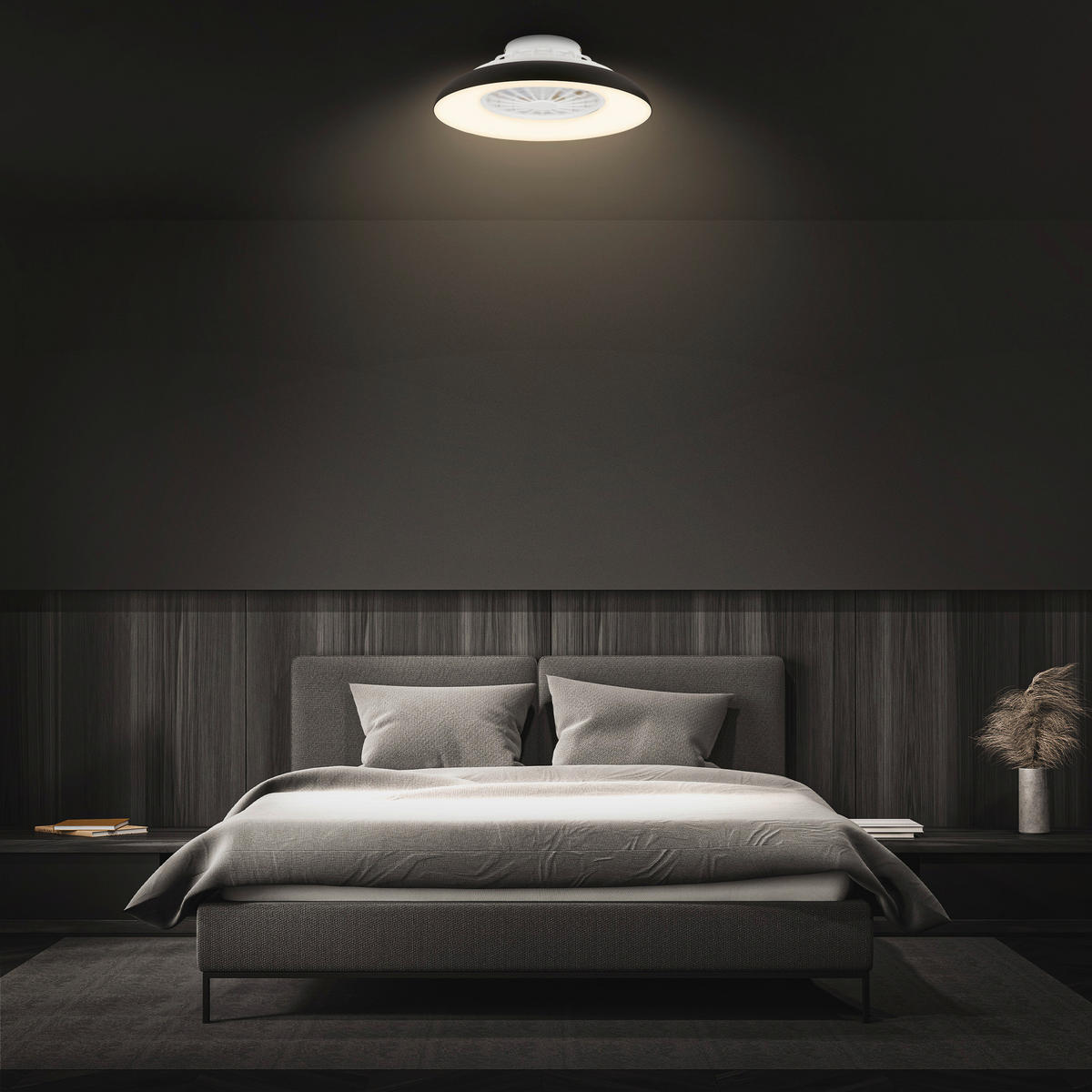 Deckenleuchte mit Ventilator 48,5/16 cm  - Schwarz/Weiß, Design, Kunststoff (48,5/16cm)