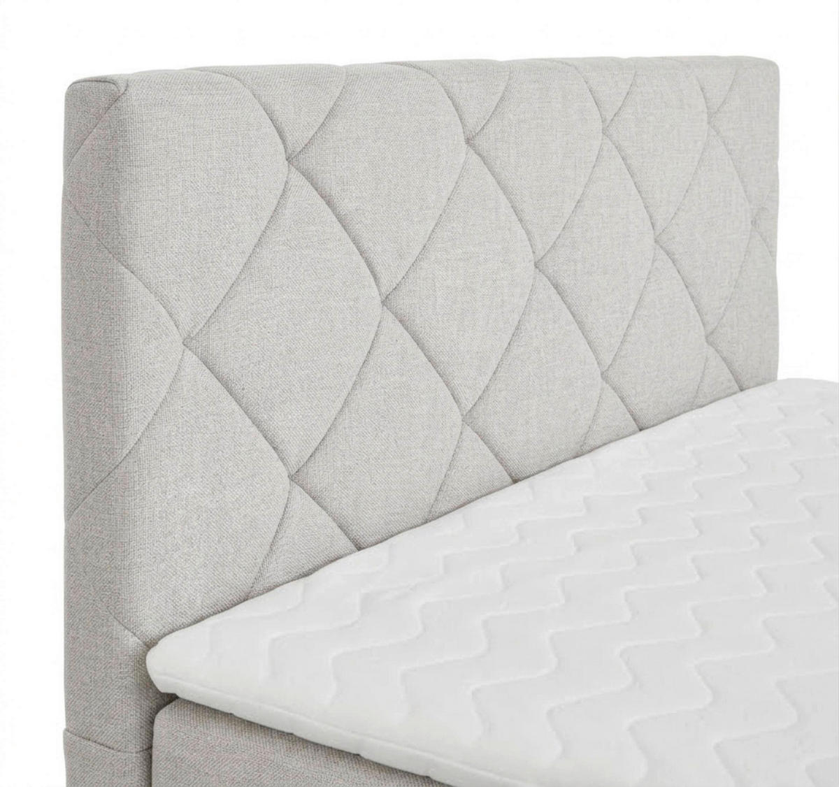 BOXBETT 160/200 cm,  in Hellgrau, Bettkasten, Topper, H3 + H3 = fest  - Hellgrau/Schwarz, MODERN, Holz/Textil (160/200cm) - MID.YOU
