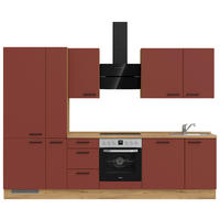 KÜCHENLEERBLOCK 300 cm   in Rot, Eichefarben  - Eichefarben/Rot, MODERN, Holzwerkstoff/Metall (300cm) - Nobilia