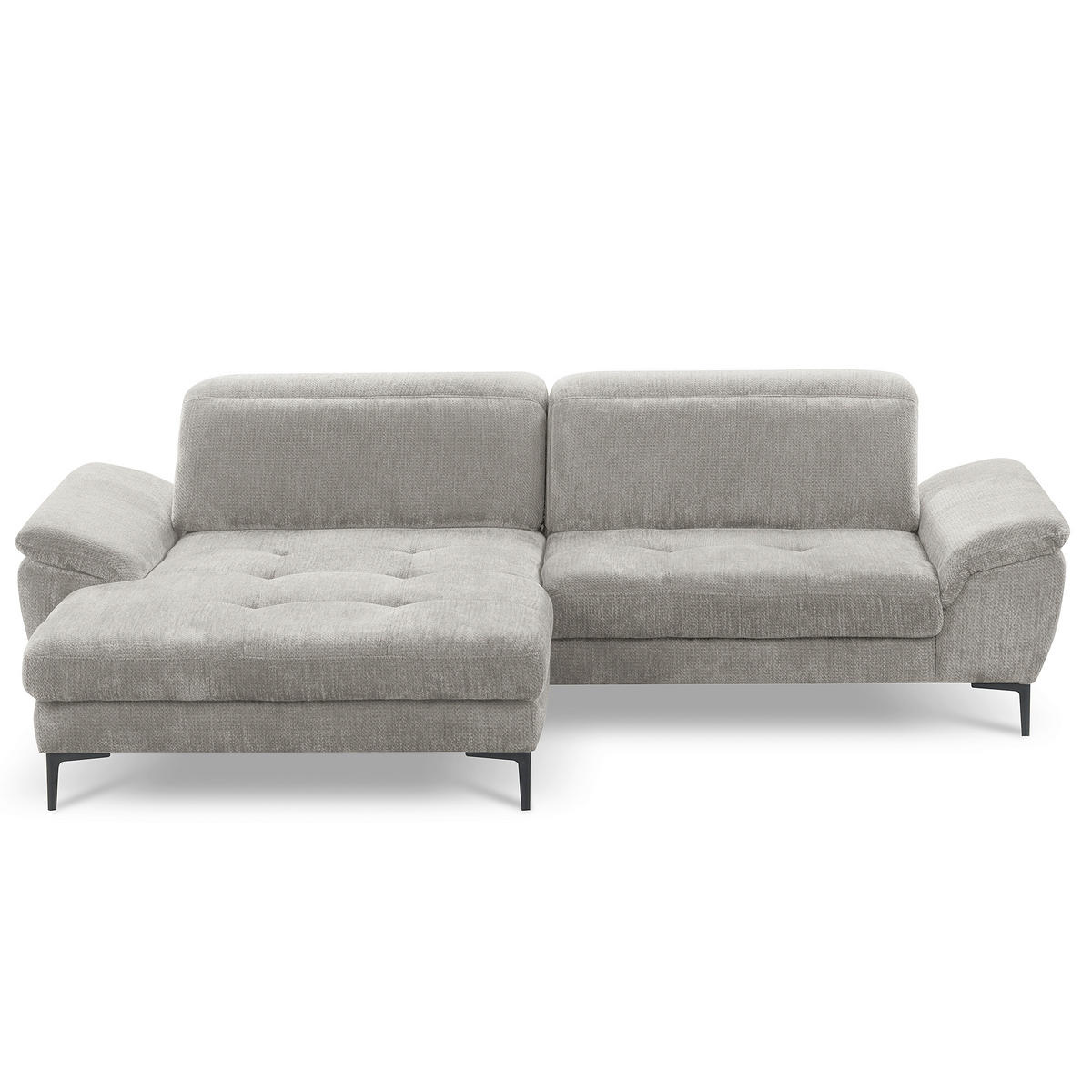 ECKSOFA  Webstoff Grau  - Schwarz/Grau, Design, Textil/Metall (195/268cm) - Livetastic
