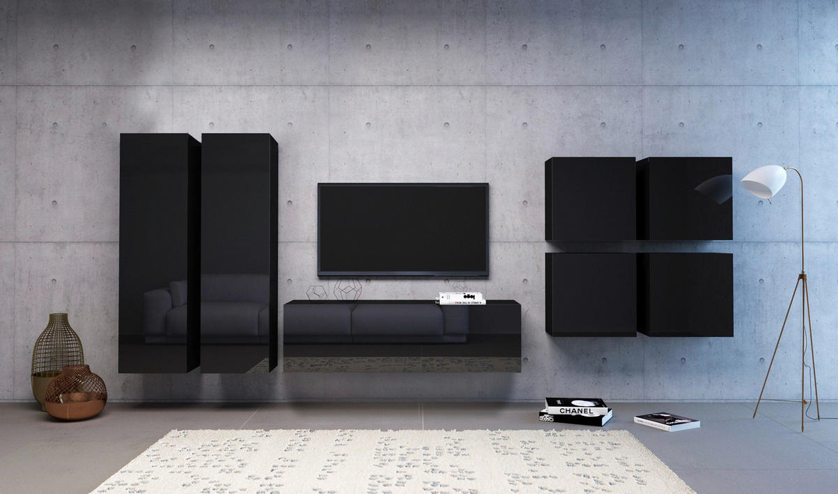 LOWBOARD  in 140/40/38 cm  - Schwarz Hochglanz/Schwarz, Design, Holzwerkstoff (140/40/38cm) - Livetastic