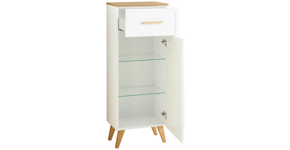 MIDISCHRANK 45,2/104/32,5 cm - Eichefarben/Weiß, KONVENTIONELL, Glas/Holz (45,2/104/32,5cm) - Xora