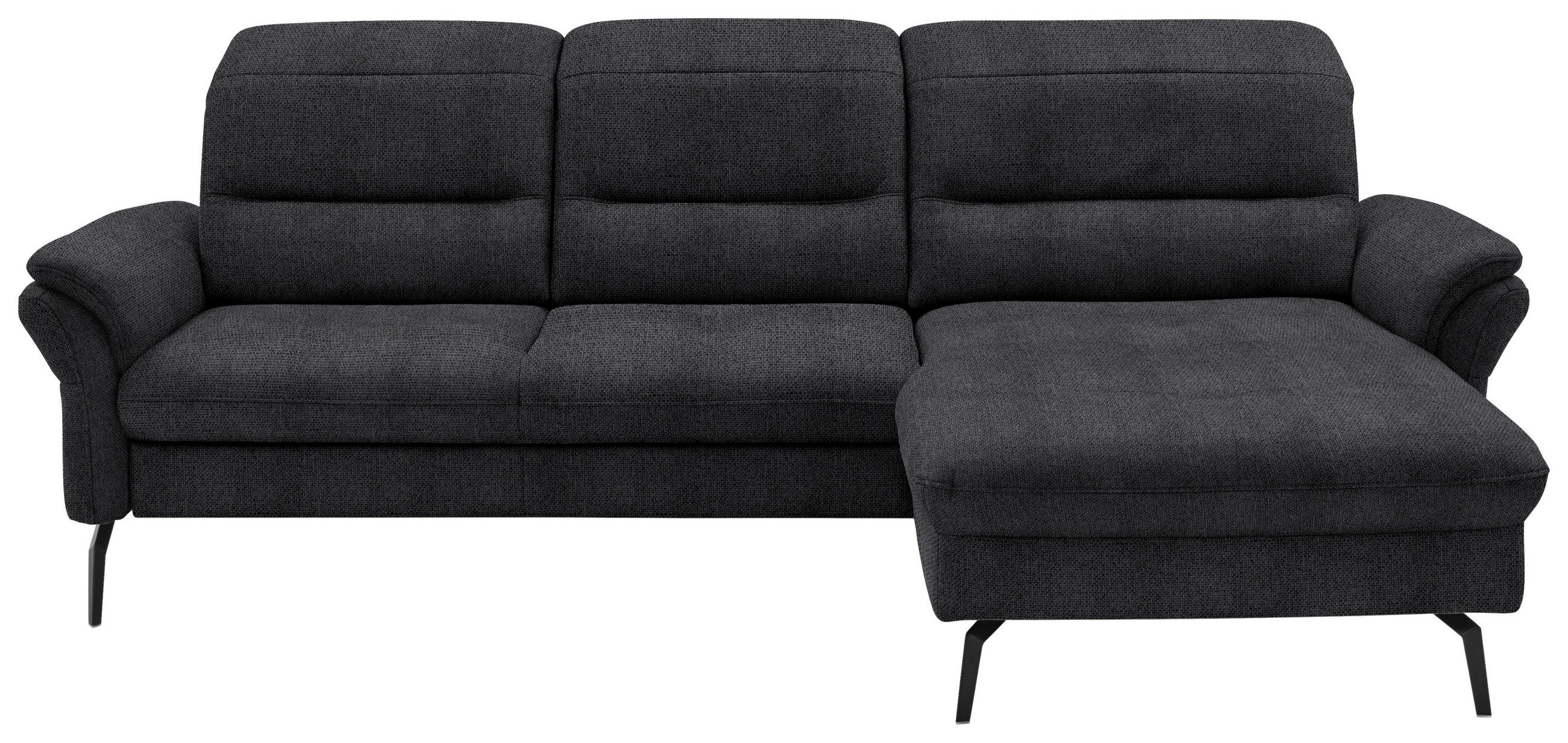 ECKSOFA in Flachgewebe Schwarz  260/181 cm  - Schwarz, KONVENTIONELL, Textil/Metall (260/181cm) - Beldomo Speed