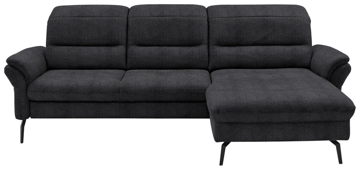 ECKSOFA in Flachgewebe Schwarz  260/181 cm  - Schwarz, KONVENTIONELL, Textil/Metall (260/181cm) - Beldomo Speed