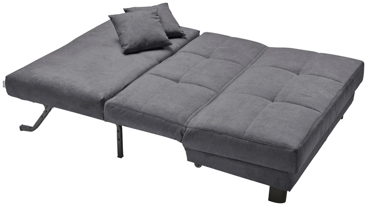 SCHLAFSOFA Mikrovelours Graublau  - Graublau/Schwarz, KONVENTIONELL, Textil/Metall (145/85/100cm) - Carryhome