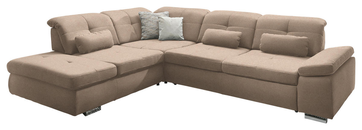 ECKSOFA  in Mikrofaser Beige  260/312 cm  - Chromfarben/Beige, Design, Textil/Metall (260/312cm) - Beldomo Style