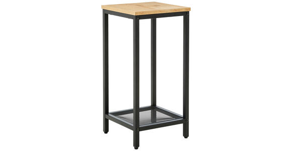 BEISTELLTISCH 30/30/61 cm Eiche furniert Schwarz, Eichefarben rechteckig  - Eichefarben/Schwarz, LIFESTYLE, Holz/Holzwerkstoff (30/30/61cm) - Xora