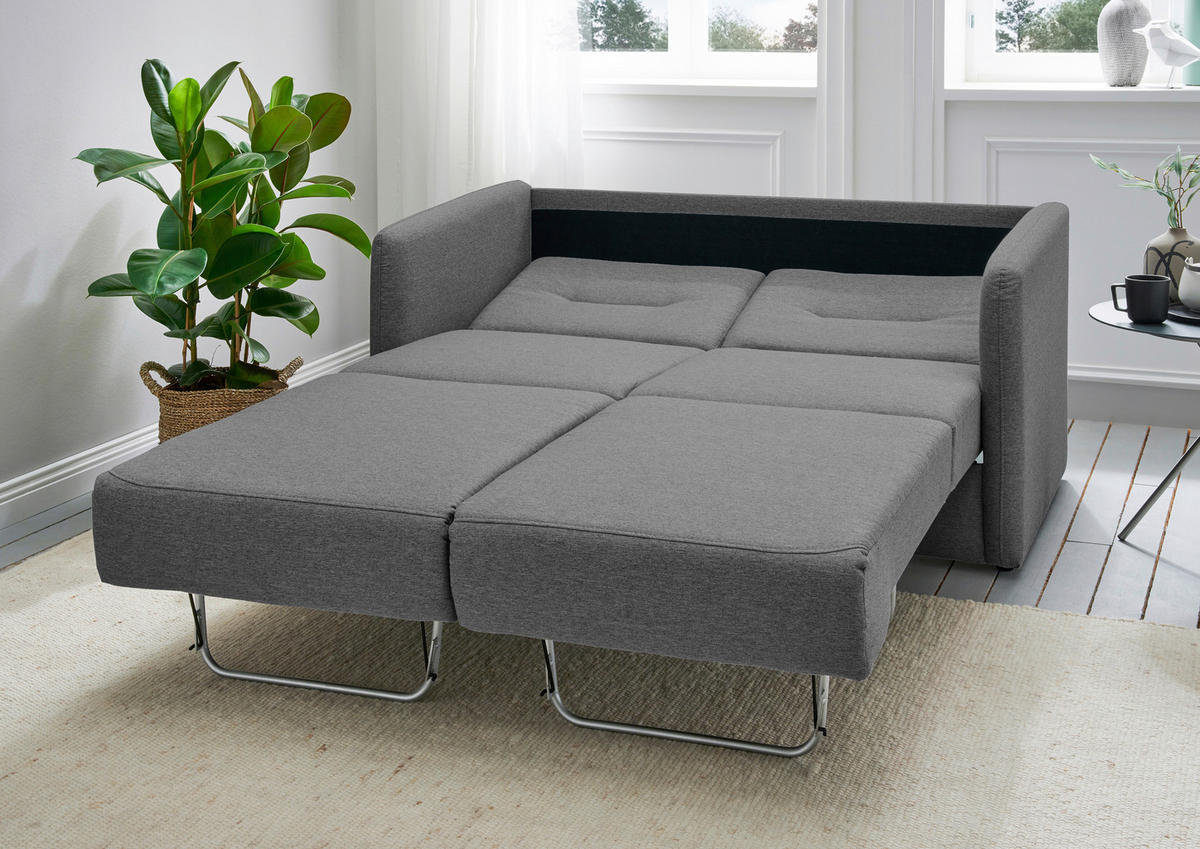 SCHLAFSOFA in Mikrofaser Grau  - Schwarz/Grau, KONVENTIONELL, Kunststoff/Textil (147/89/87cm) - Livetastic