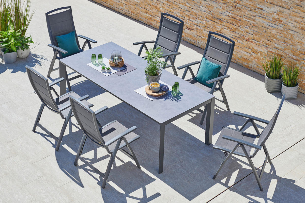 GARTENKLAPPSESSEL in Metall, Textil Anthrazit  - Anthrazit, Basics, Textil/Metall (66/115/64cm) - Ambia Garden
