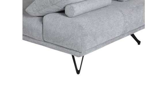 ECKSOFA Grau Flachgewebe Rücken echt, Rückenkissen  - Schwarz/Grau, KONVENTIONELL, Textil/Metall (240/310cm) - Carryhome