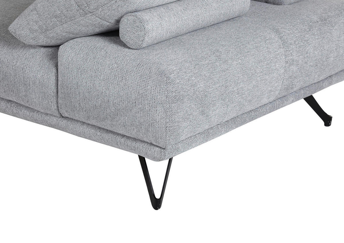 ECKSOFA Flachgewebe Grau  - Schwarz/Grau, Konventionell, Textil/Metall (240/310cm) - MID.YOU