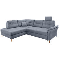 ECKSOFA Hellblau Chenille Bettkasten, Schlaffunktion, Sitztiefenverstellung, Kopfstütze, Liegefläche im Originalstoff  - Naturfarben/Hellblau, MODERN, Holz/Textil (206/264cm) - Livetastic