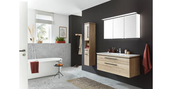 BADEZIMMER in 123 cm - Eichefarben/Weiß, MODERN, Glas/Keramik (123cm) - Novel