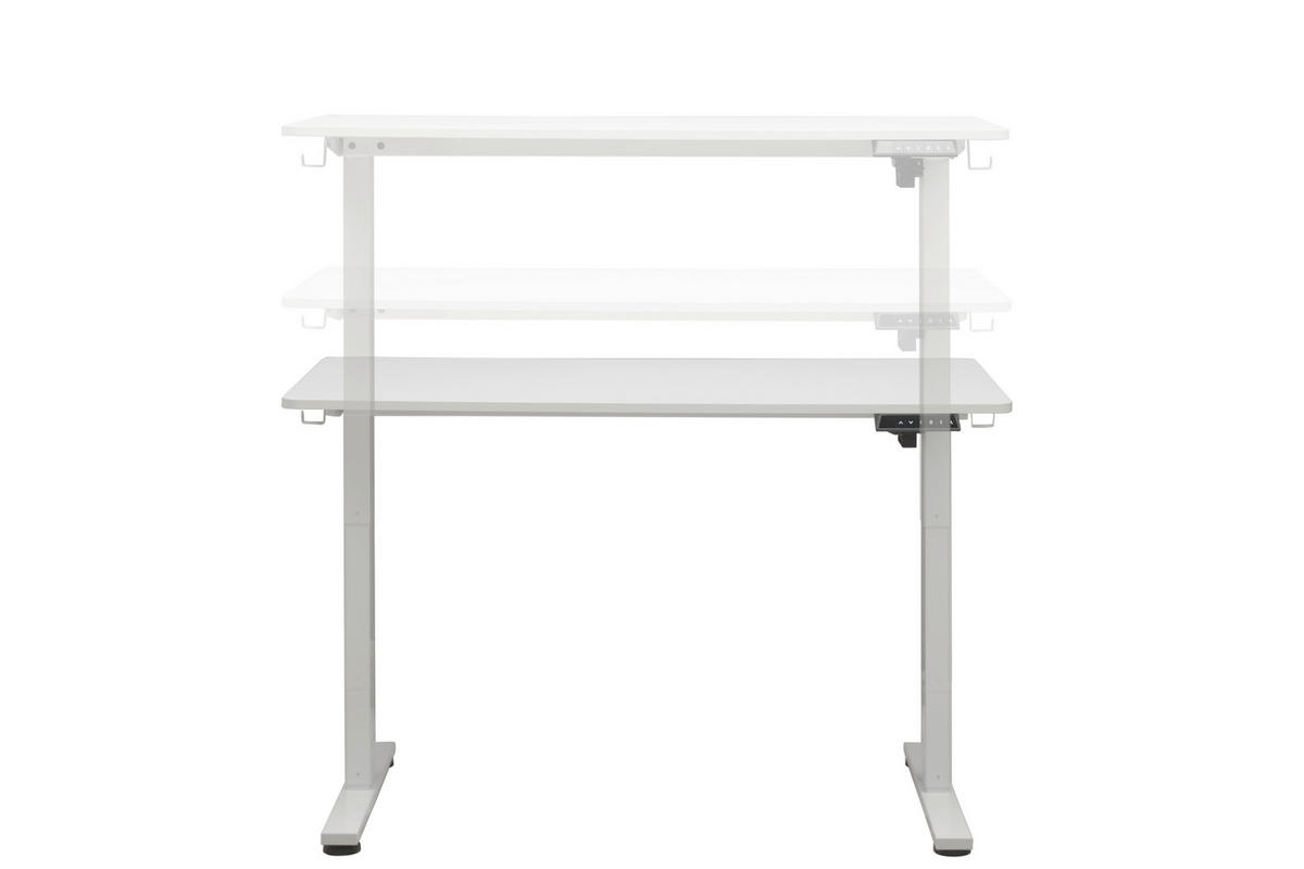 SCHREIBTISCH höhenverstellbar  - Weiß, MODERN, Holzwerkstoff/Metall (120/60/73,5-118cm) - Livetastic