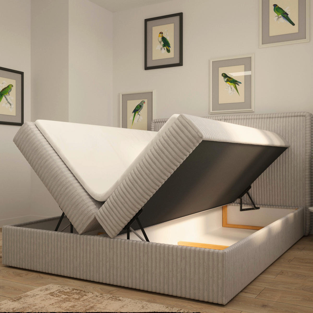 BOXBETT 180/200 cm  in Beigebraun  - Beigebraun/Schwarz, MODERN, Holz/Kunststoff (180/200cm) - MID.YOU