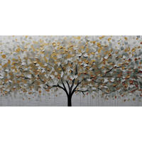 OBRAZ NA HLINÍKOVÉ DESCE, stromy, 100/50/2 cm - vícebarevná, Basics, kov (100/50/2cm)