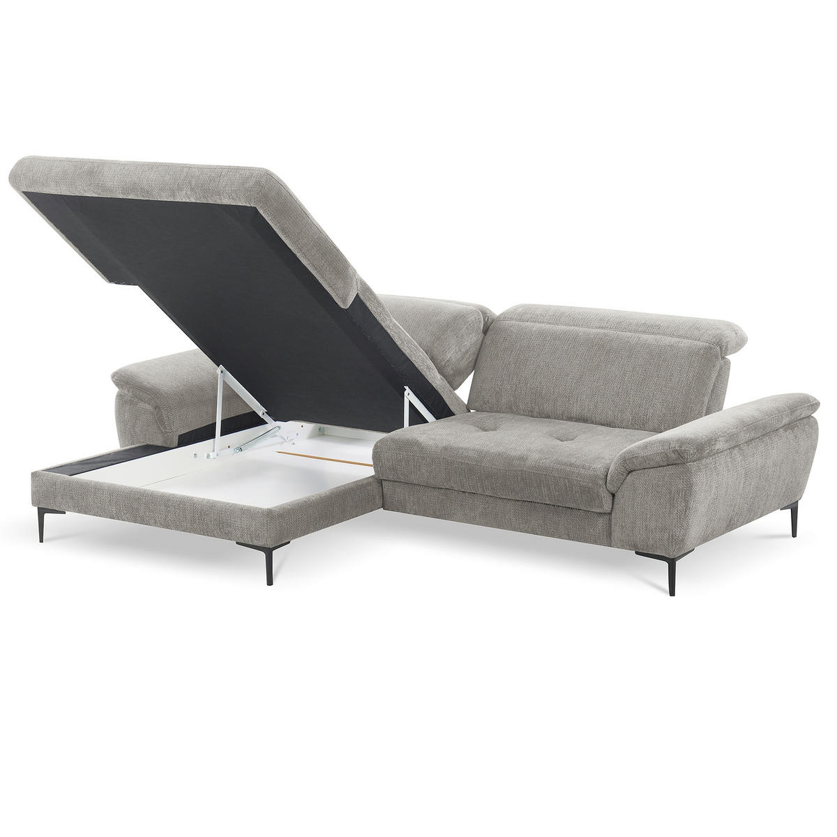 ECKSOFA  Webstoff Grau  - Schwarz/Grau, Design, Textil/Metall (195/268cm) - Livetastic