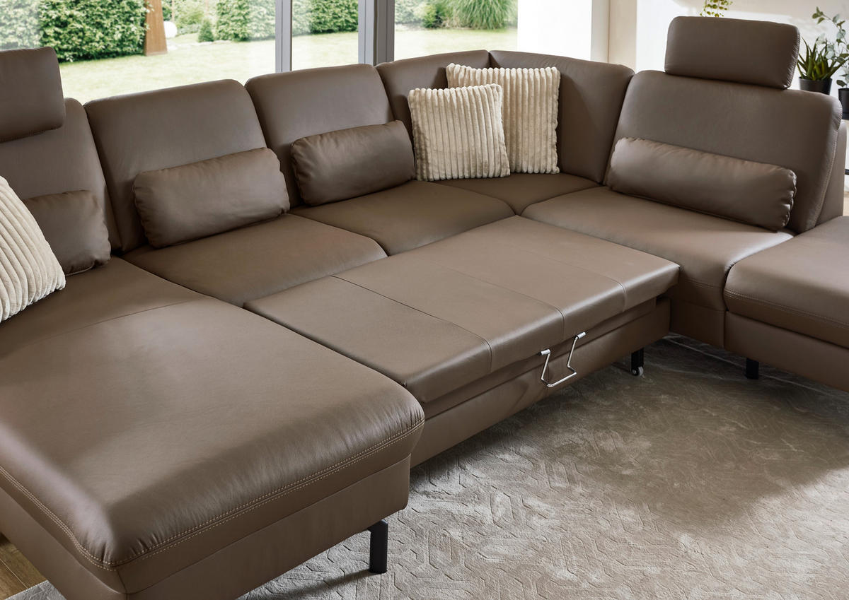 SAROKGARNITÚRA bőr barna  - barna/fekete, Konventionell, bőr/fém (168/306/224cm) - Beldomo Premium