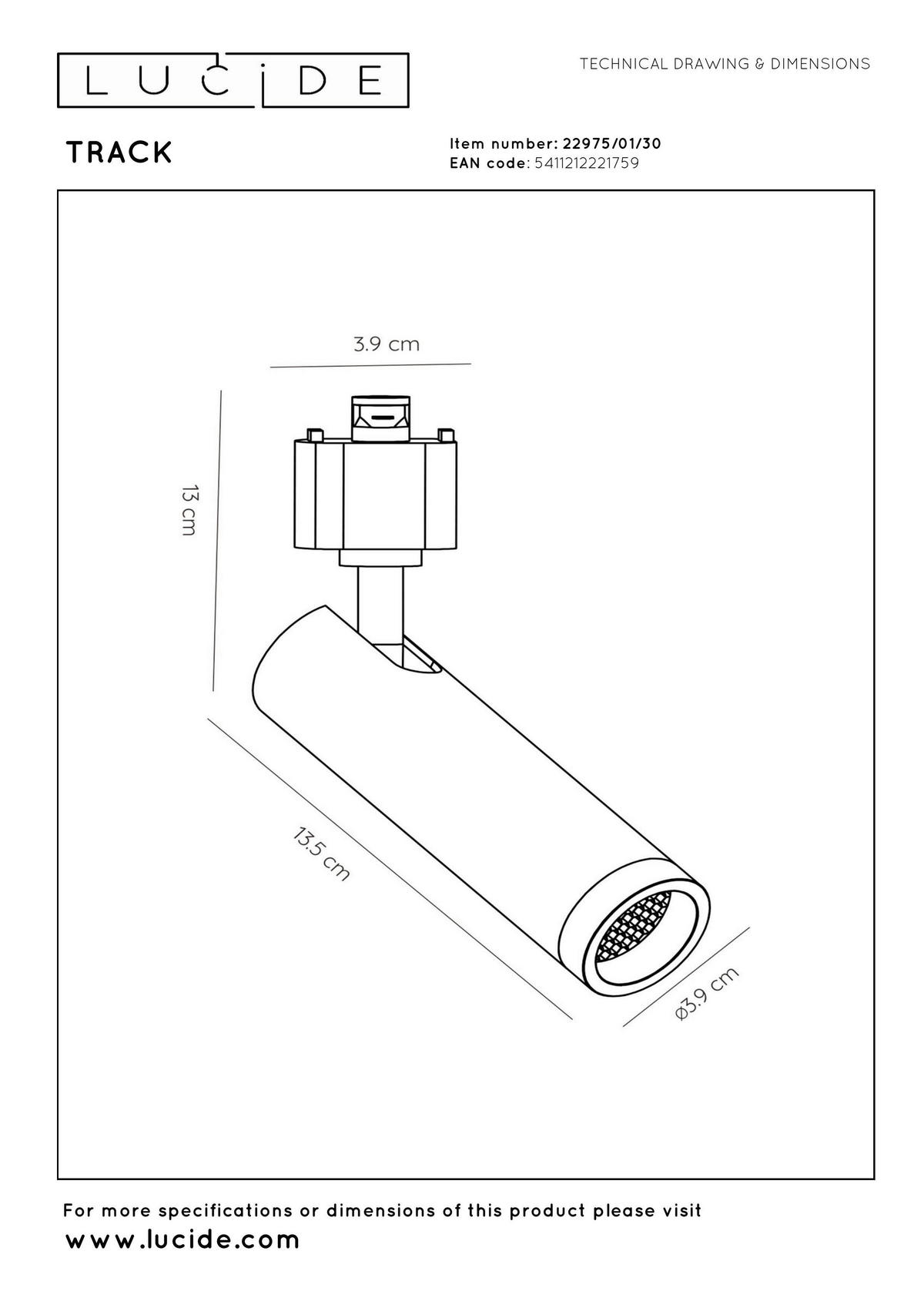 SCHIENENSYSTEM Track 3.9/3.9/13.5 cm   - Schwarz, Basics, Metall (3.9/3.9/13.5cm) - Lucide