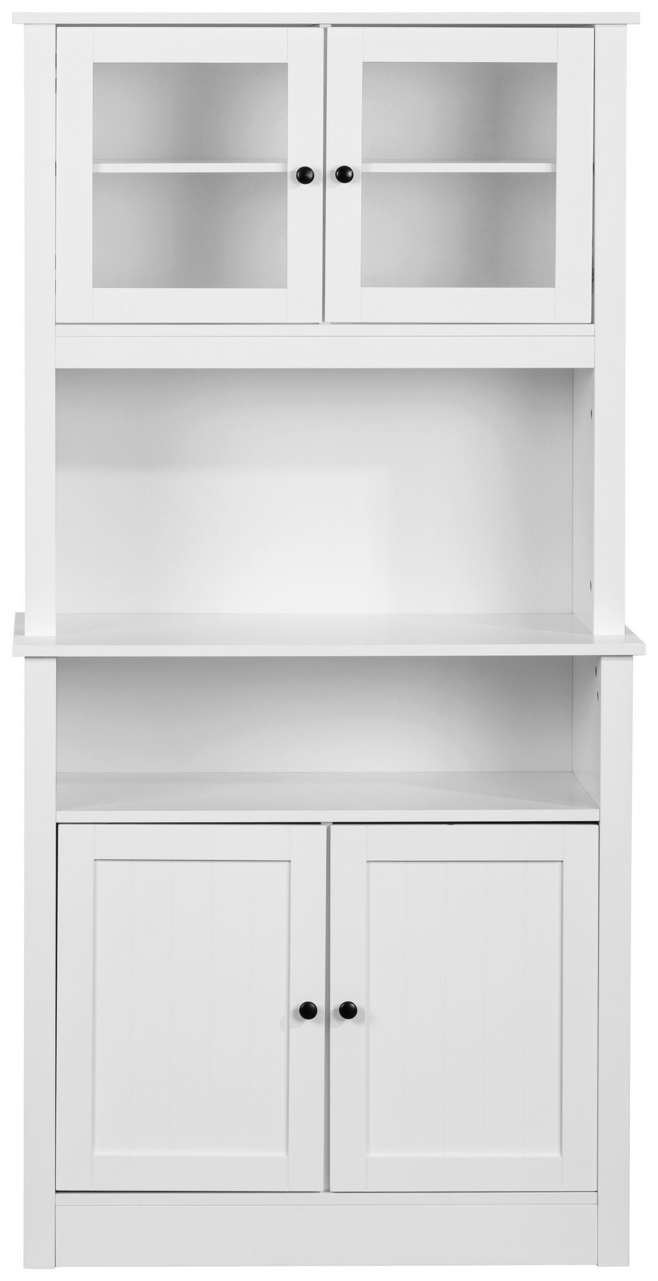 BUFFET 80/161/44 cm  in Weiß  - Schwarz/Weiß, LIFESTYLE, Glas/Holzwerkstoff (80/161/44cm) - MID.YOU