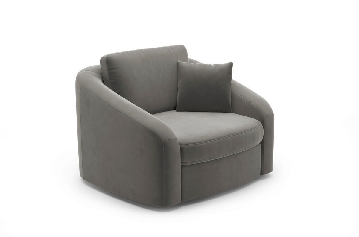 SESSEL in Samt Grau  - Schwarz/Grau, MODERN, Kunststoff/Textil (116/88/104cm) - Sit & More