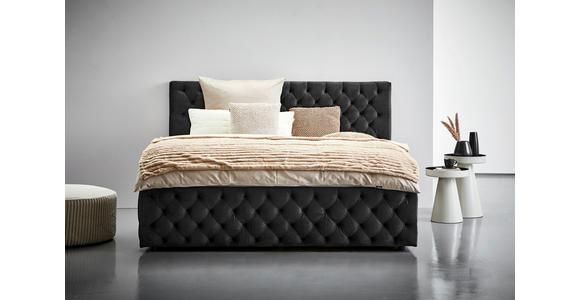 POLSTERBETT gepolstertes Kopfteil Schwarz 180/200 cm  - Schwarz, KONVENTIONELL, Kunststoff/Textil (180/200cm) - Carryhome