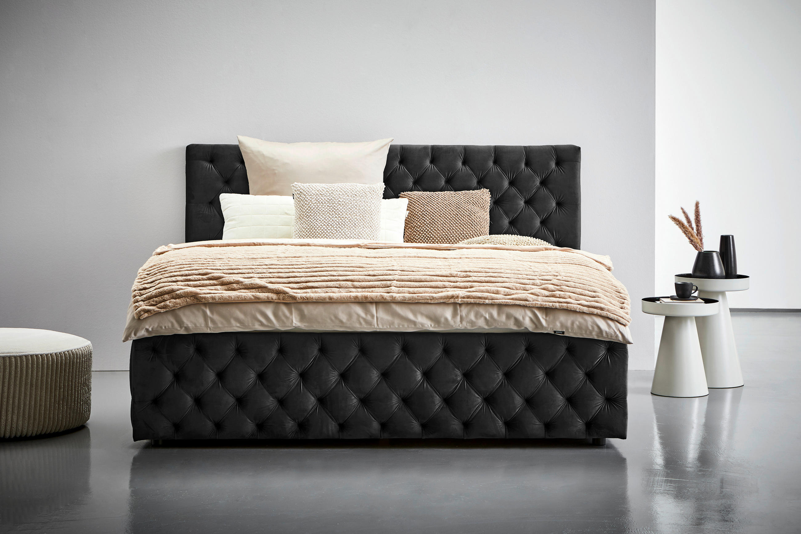 TAPECIRANI KREVET   180/200 cm   crna  - crna, Konvencionalno, tekstil/plastika (180/200cm) - Carryhome