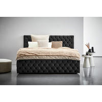 POLSTERBETT 180/200 cm, inkl. gepolstertes Kopfteil,  in Schwarz  - Schwarz, KONVENTIONELL, Kunststoff/Textil (180/200cm) - home24