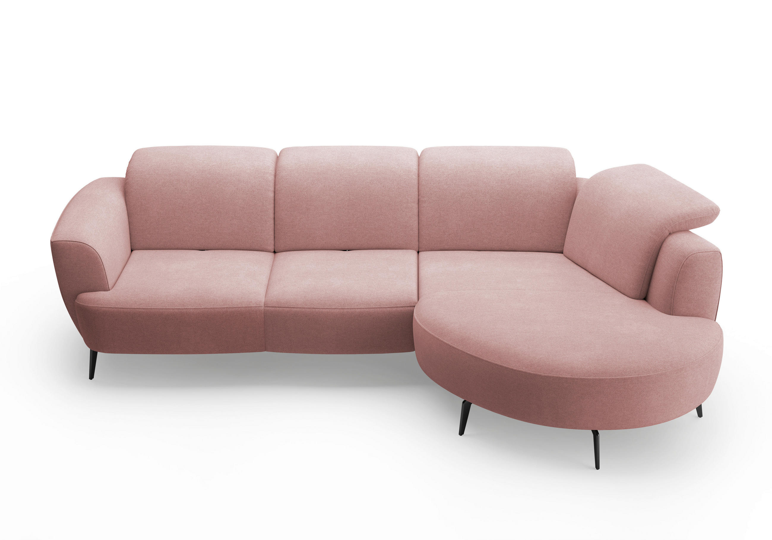 ECKSOFA in Mikrofaser Altrosa  - Schwarz/Altrosa, Konventionell, Textil/Metall (309/199cm) - Sit & More