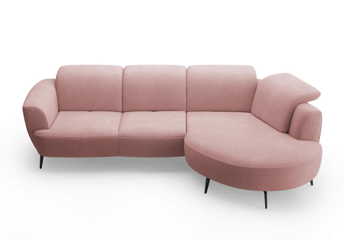 ECKSOFA in Mikrofaser Altrosa  - Schwarz/Altrosa, Konventionell, Textil/Metall (309/199cm) - Sit & More