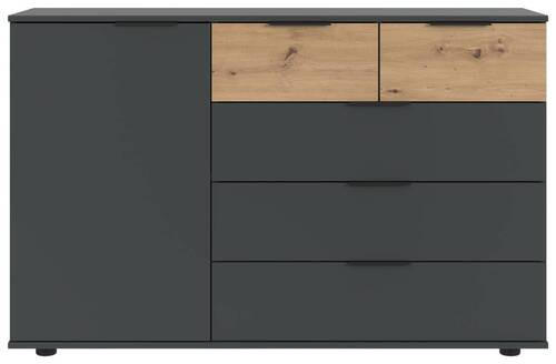 Thumbnail - Mid.you Sideboard, Graphit, Eiche, Metall, 1 Fächer, 5 Schublade(n) Schubladen, 130x83x41 cm, BQ - Bündnis für Qualität,...