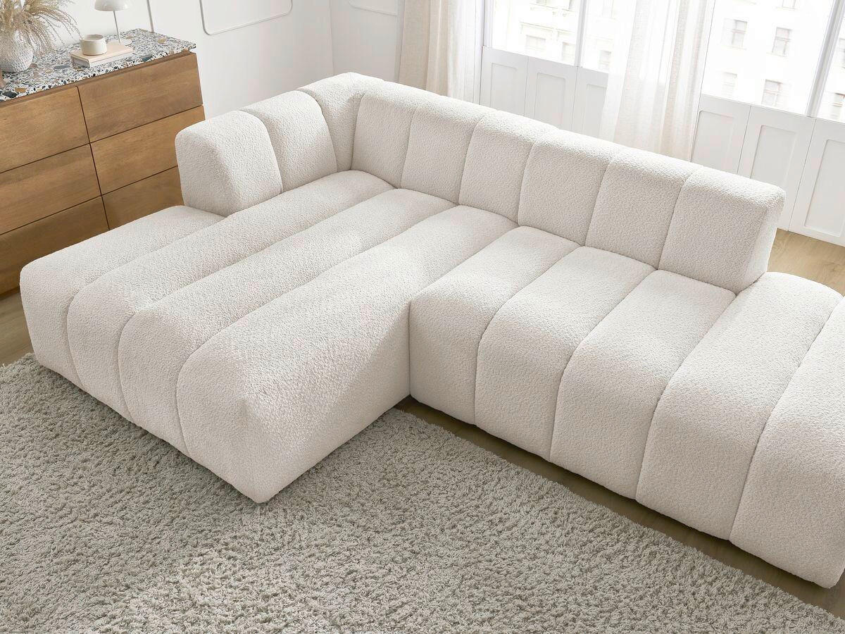 ECKSOFA  ANNECY Weiß Bouclé  - Schwarz/Weiß, MODERN, Kunststoff/Textil (170/262cm)