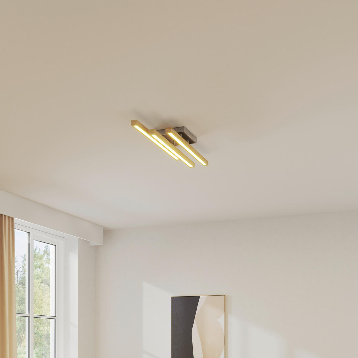 LED-DECKENLEUCHTE 100/25/12,5 cm   - Eichefarben, LIFESTYLE, Holz/Kunststoff (100/25/12,5cm) - Novel