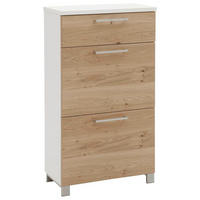 OMARA Z LOPUTAMI ZA ČEVLJE furnirano bela, barve hrasta - barve kroma/barve hrasta, Design, kovina/leseni material (61/108/31cm) - Dieter Knoll