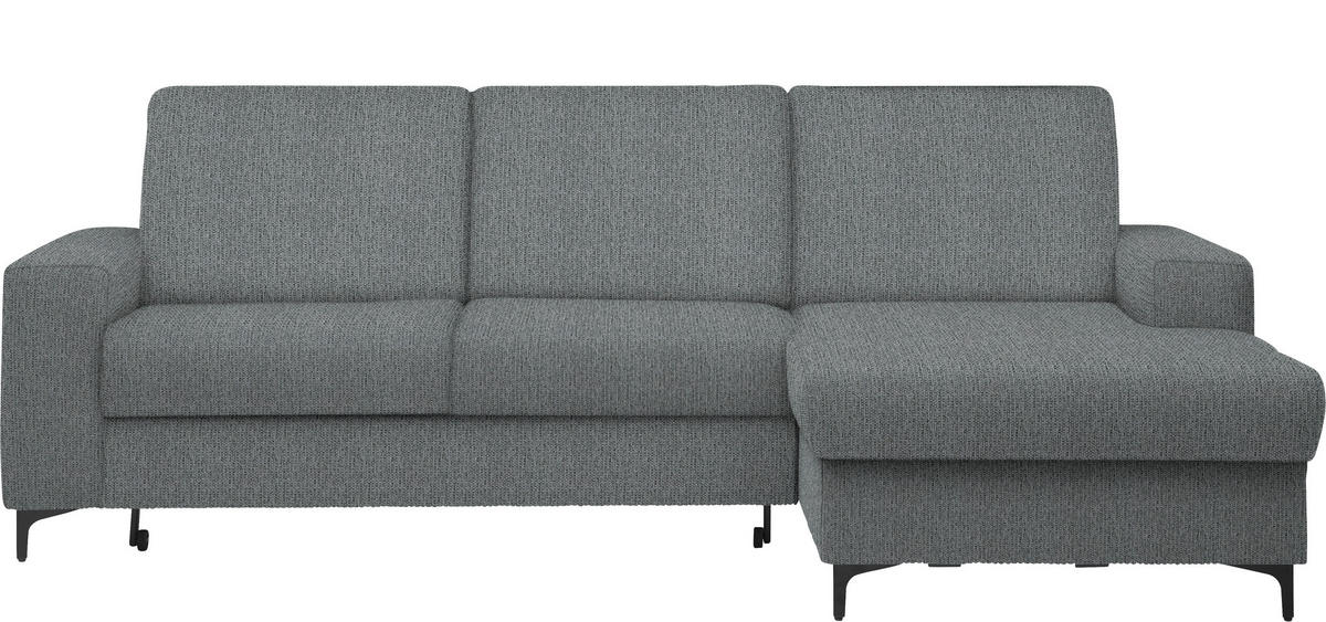 ECKSOFA in Webstoff Dunkelgrau  - Dunkelgrau/Schwarz, Konventionell, Textil/Metall (247/167cm) - Stylife
