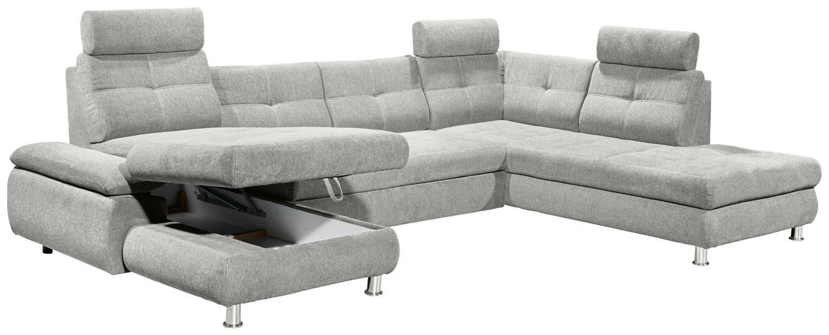 WOHNLANDSCHAFT in Webstoff Silberfarben  - Silberfarben, Modern, Kunststoff/Textil (177/349/233cm) - MID.YOU