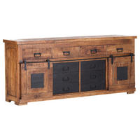 SIDEBOARD 195/85/45 cm  in Naturfarben  - Schwarz/Naturfarben, ROMANTIK / LANDHAUS, Holz/Metall (195/85/45cm) - Landscape
