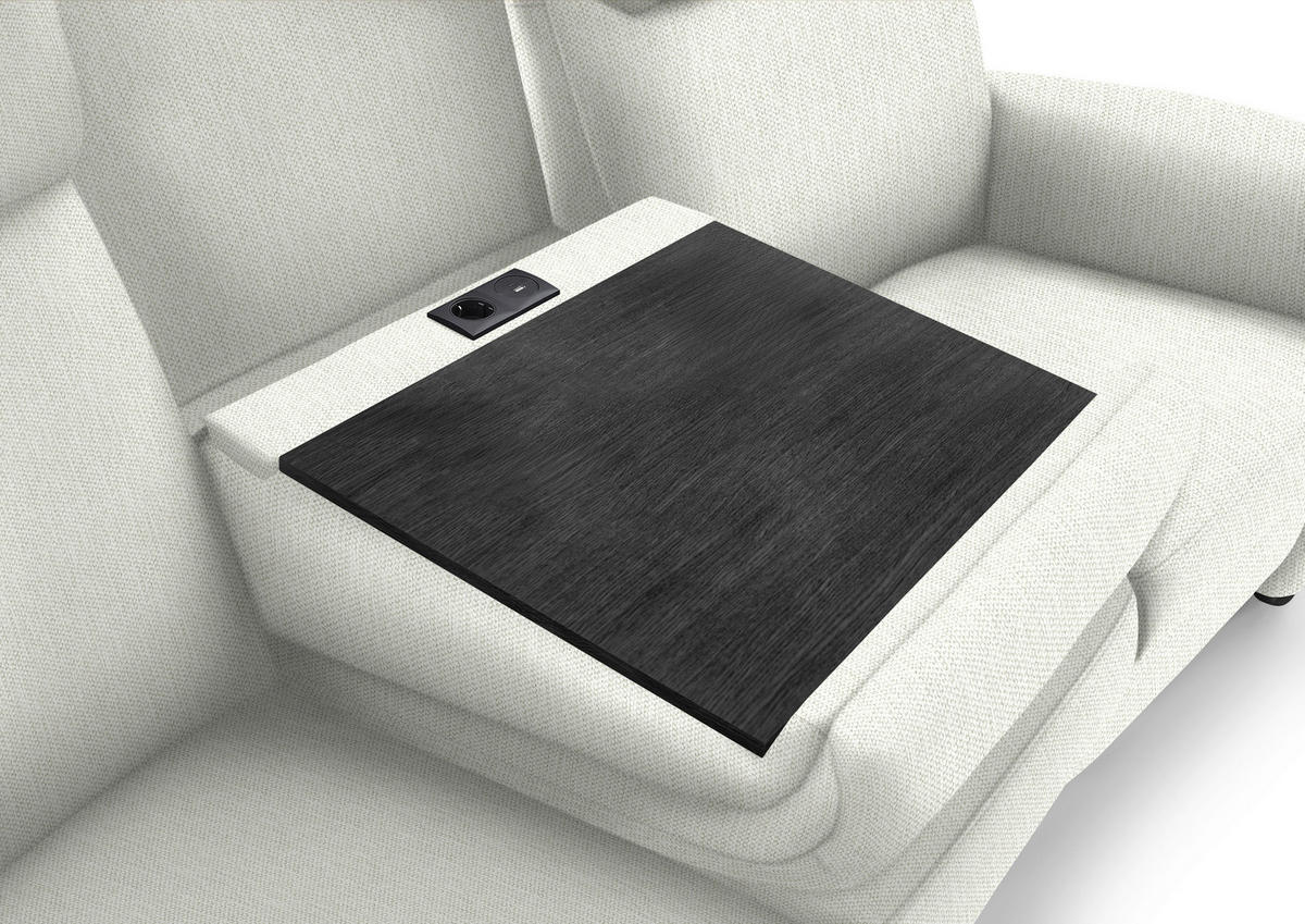 TRAPEZSOFA in Flachgewebe Weiss  - Weiss/Schwarz, Konventionell, Textil/Metall (219/107/97cm) - Pure Home Comfort